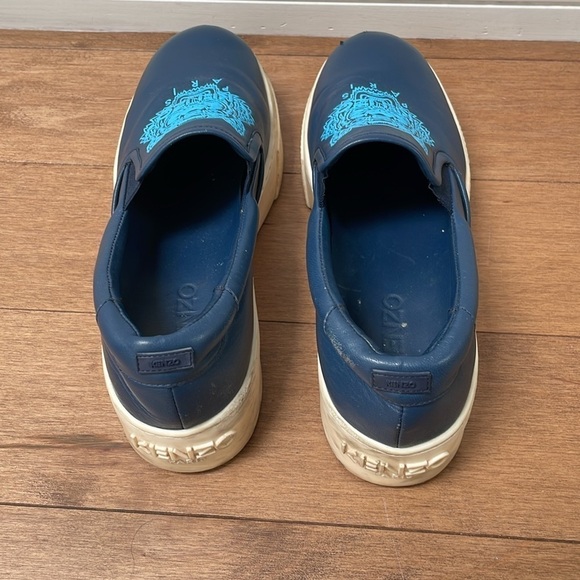 KENZO Tiger platform slip-ons blue marine light Blue leather sneaker sz 8.5 (39) - Picture 5 of 13